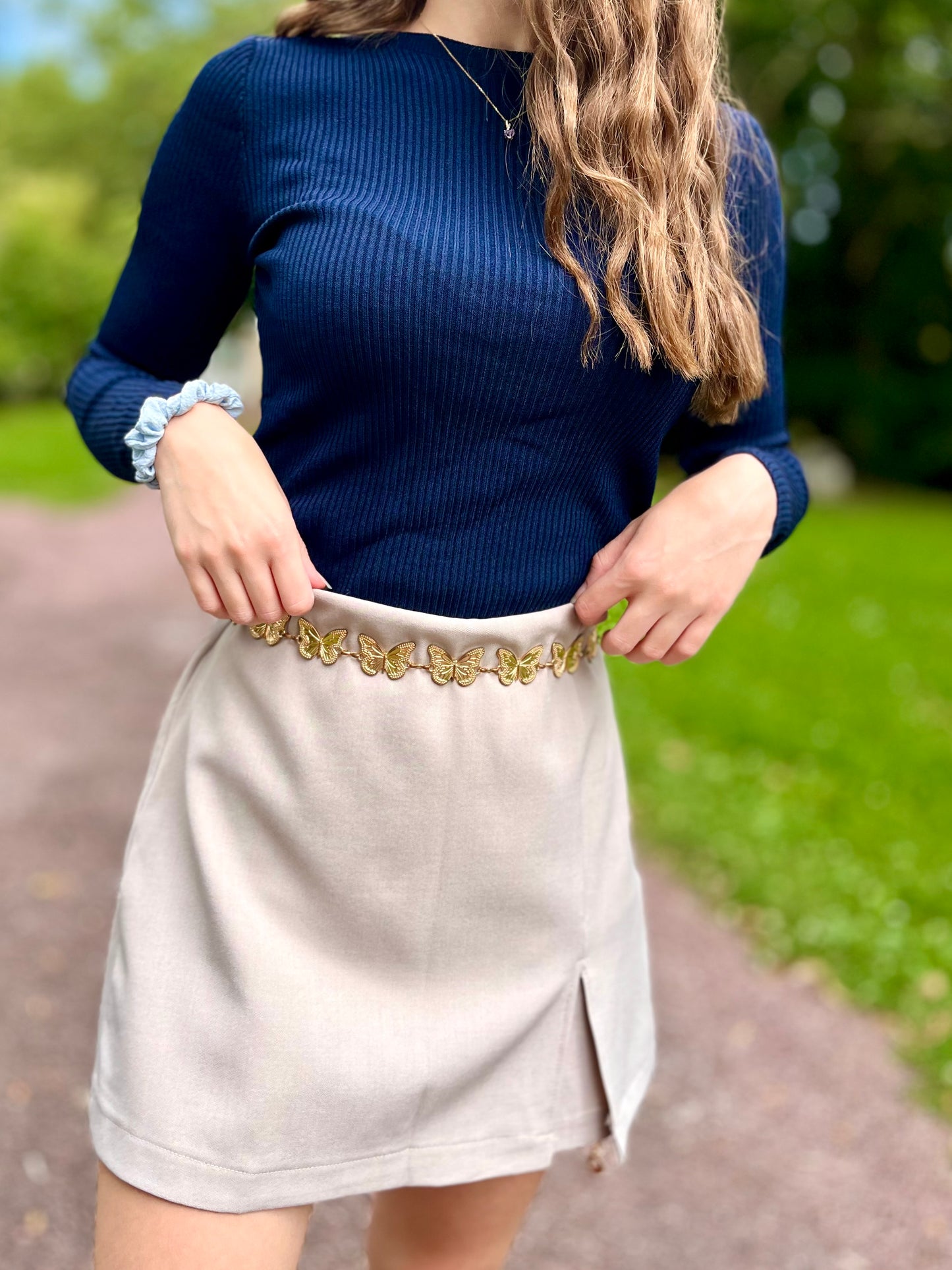 Top maille col rond - bleu marine