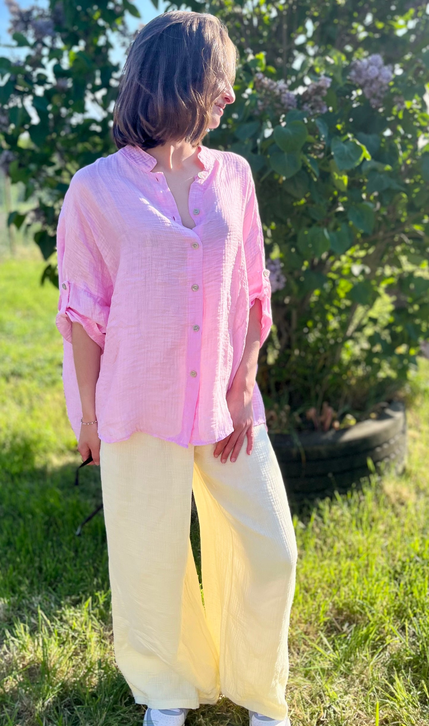 Chemise texturé - rose