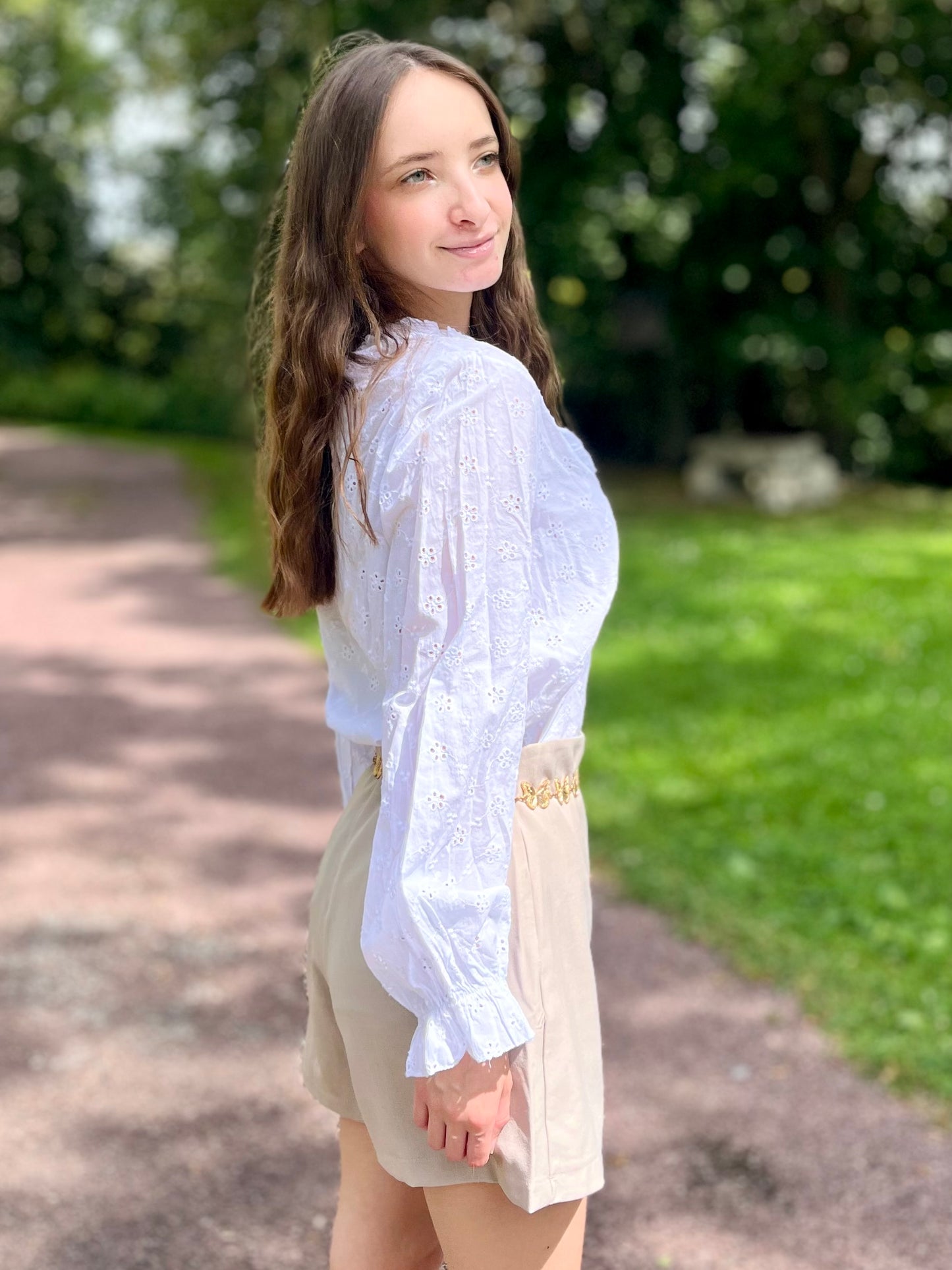 Blouse broderie 100% coton - blanc