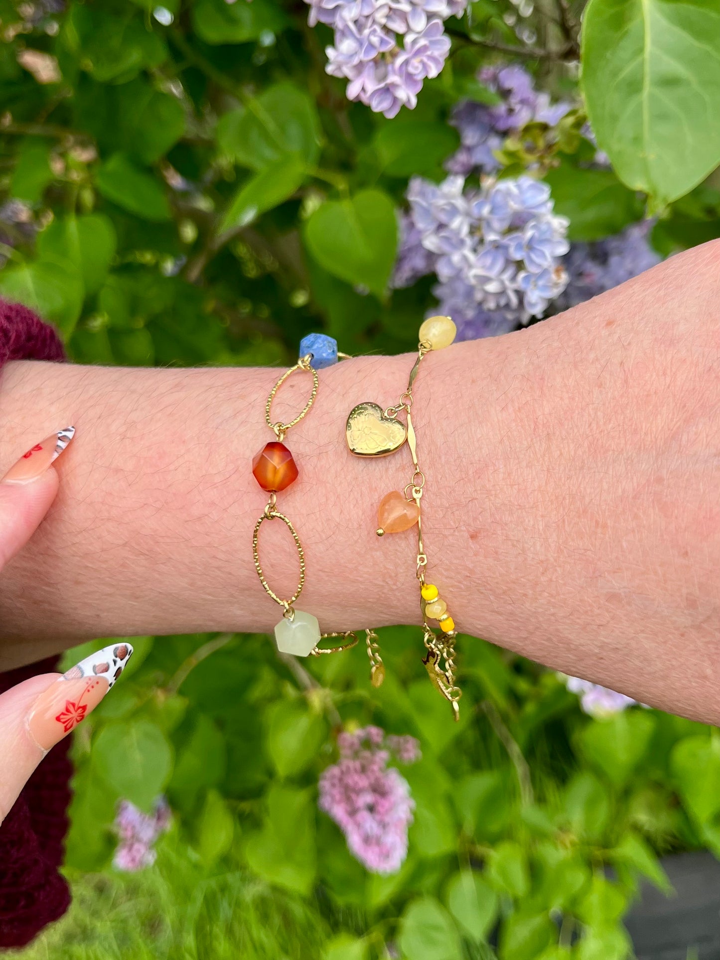 Bracelet maillons ovales strié - multicolore