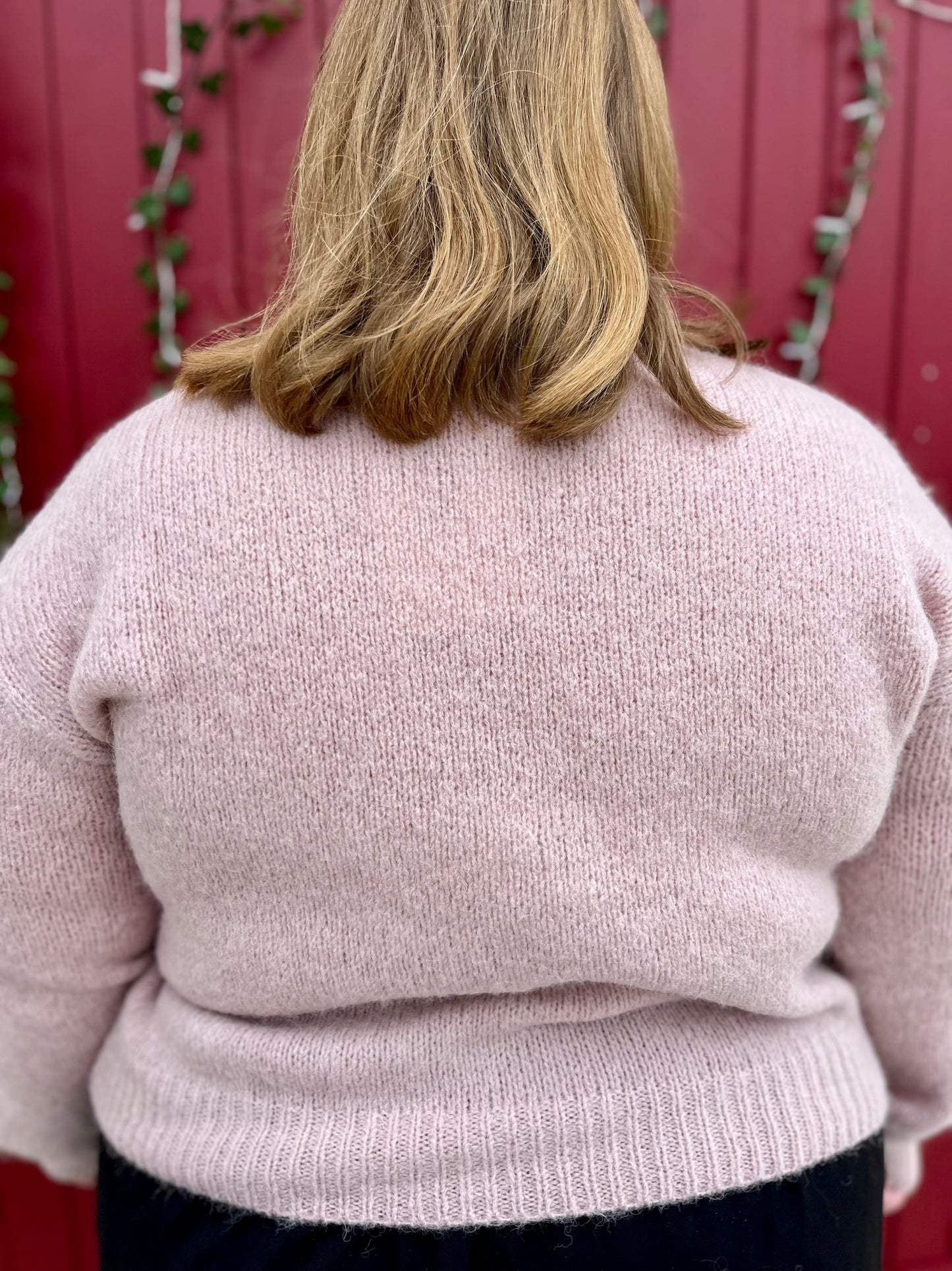 Pull col montant - vieux rose