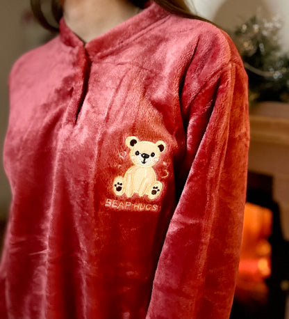 Pyjama ourson - rose rouge