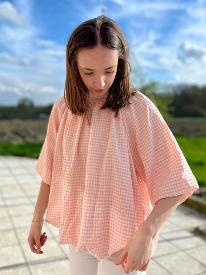 Blouse vichy - rose et blanc