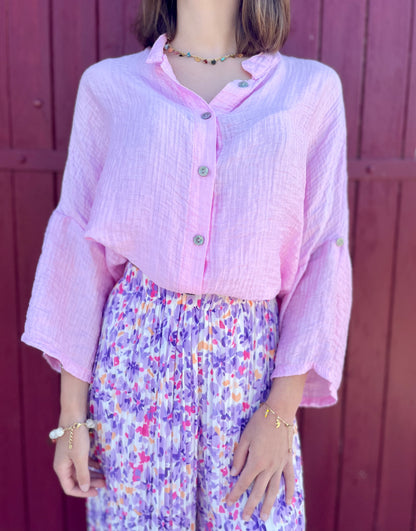 Pantalon plissé à motifs - lilas