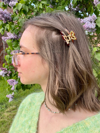 Petite pince papillon - marron