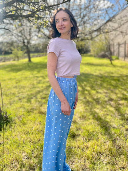 Pantalon à pois - bleu ciel