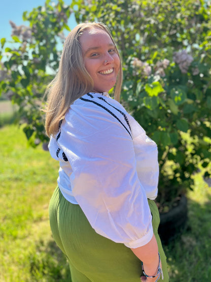Blouse brodé - bleu marine