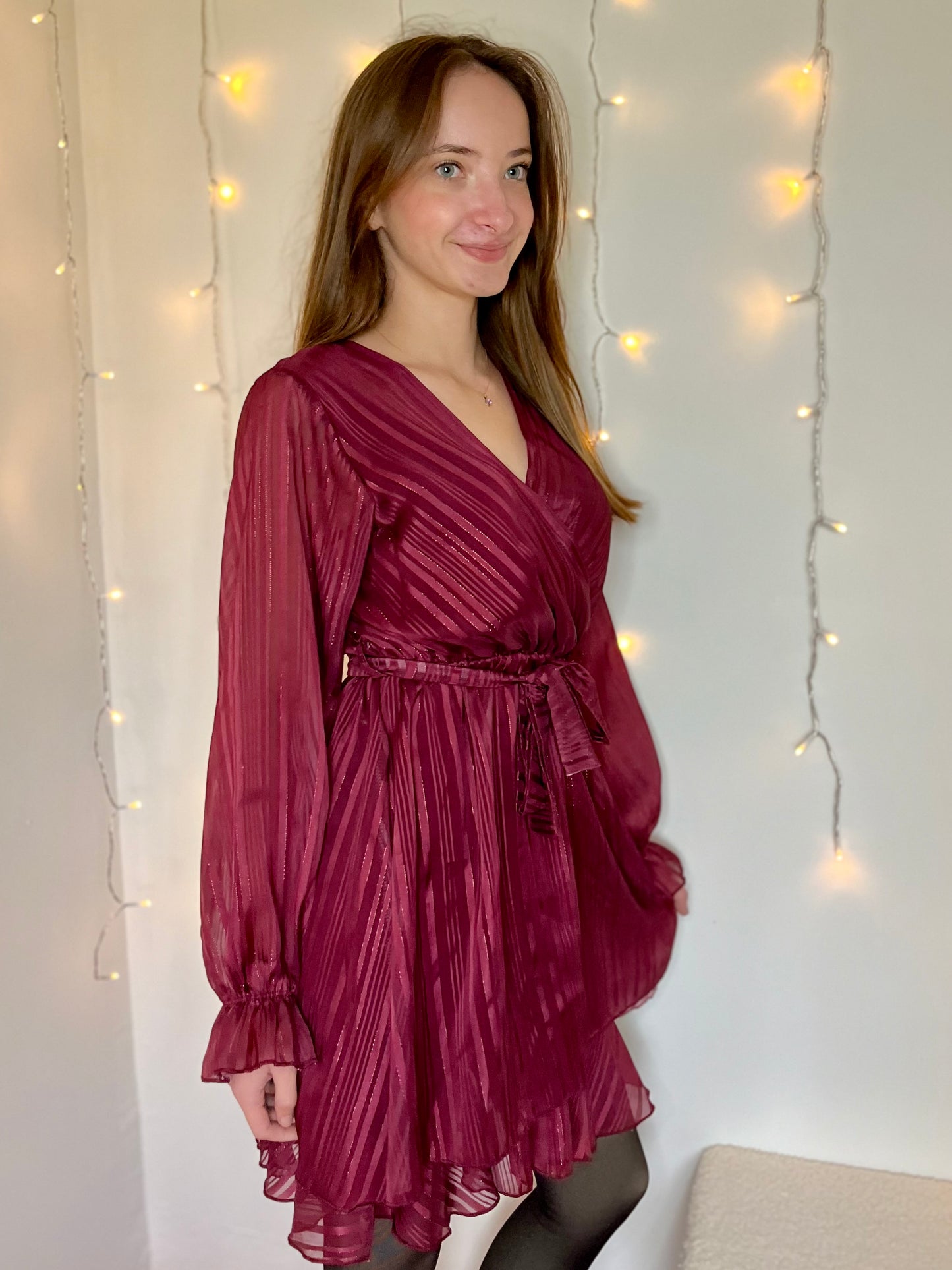 Robe à liseré pailletée - bordeaux