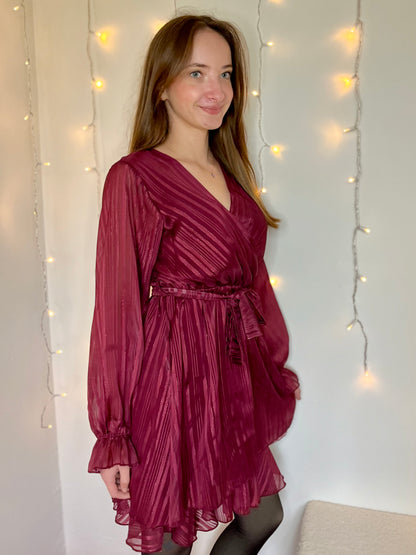 Robe à liseré pailletée - bordeaux