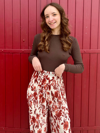 Pantalon plissé motifs - rouille