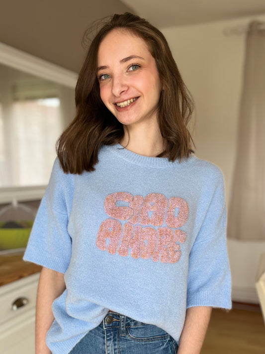 Pull manches courtes - bleu ciel