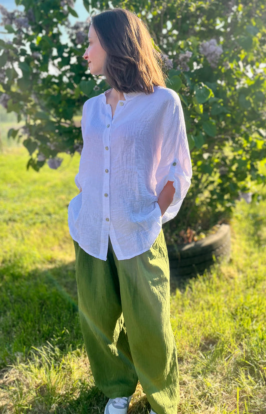 Pantalon gaze de coton - vert olive