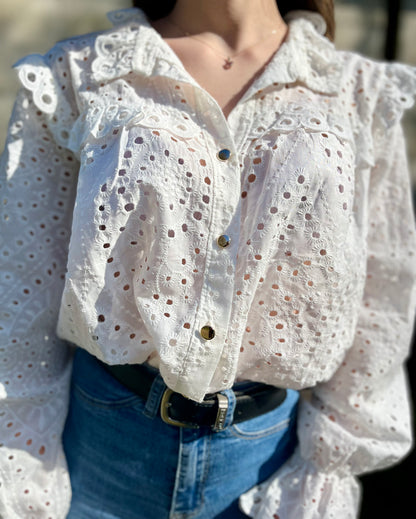 Blouse en broderie - blanc