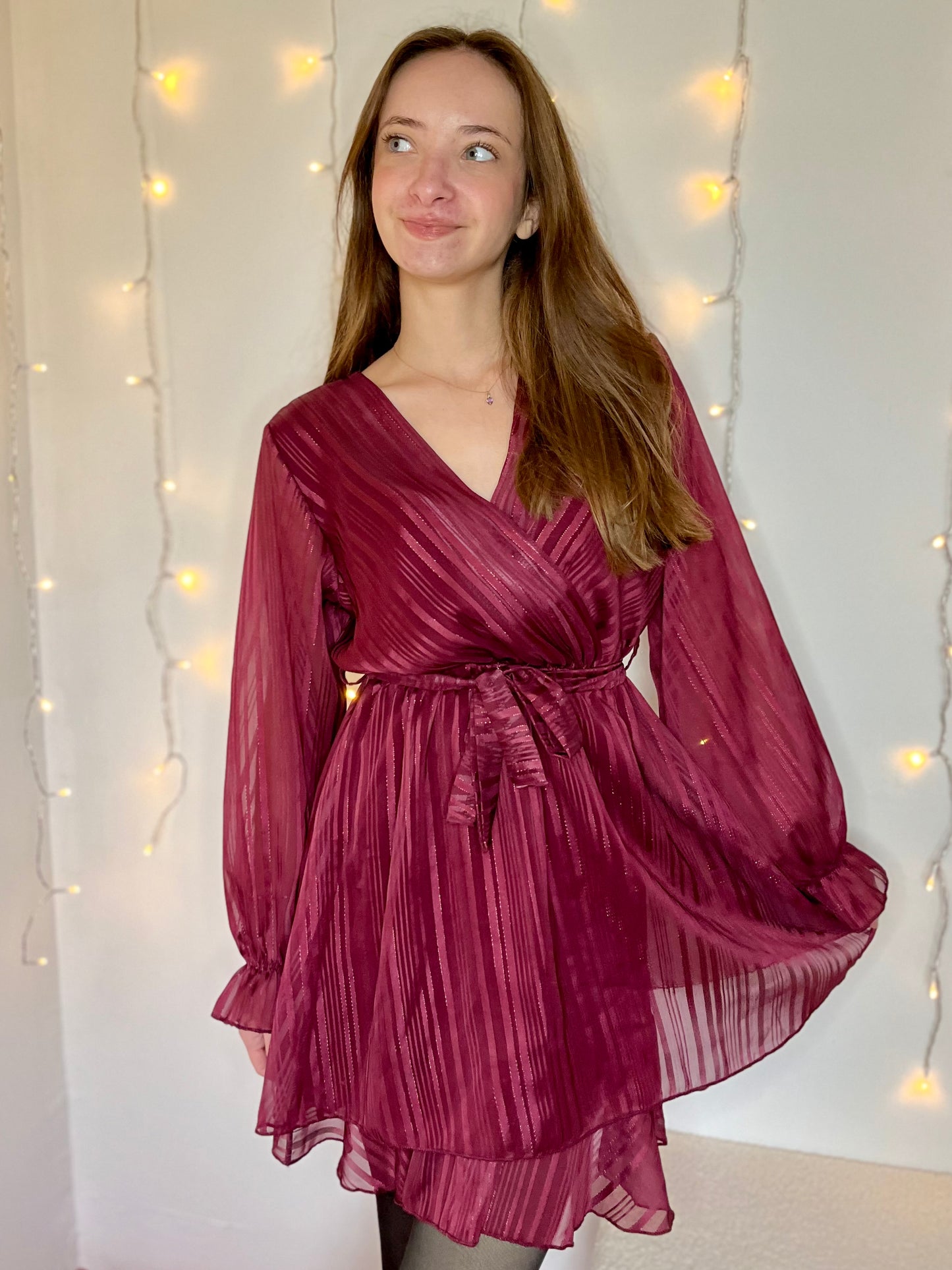 Robe à liseré pailletée - bordeaux