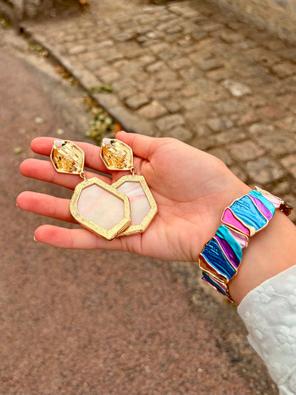 Boucles d’oreilles à clips - beige nacré