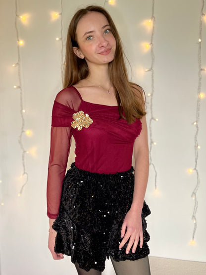 Body avec broche - bordeaux