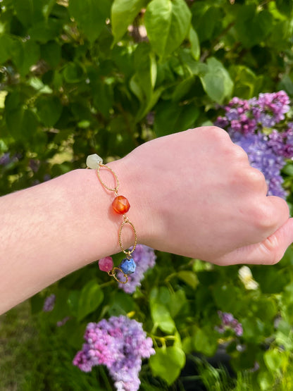 Bracelet maillons ovales strié - multicolore