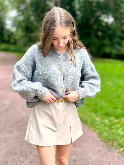 Gilet bouton doré - gris