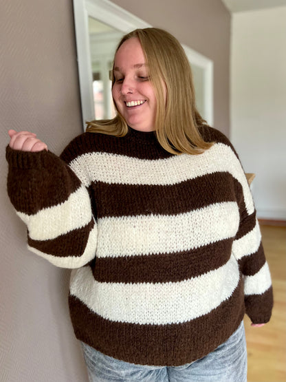 Pull à rayures - marron