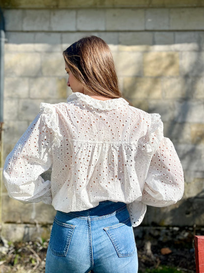 Blouse en broderie - blanc