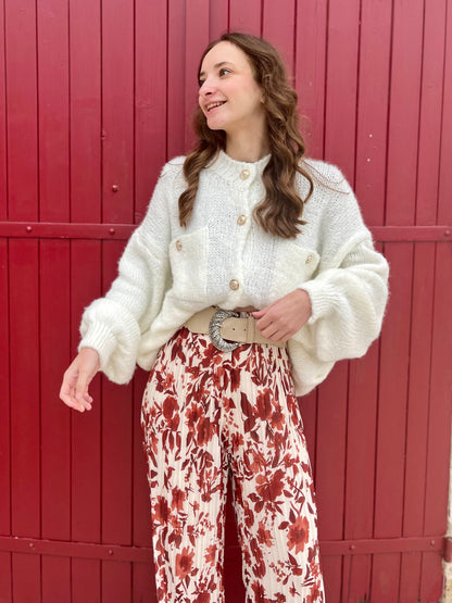 Pantalon plissé motifs - rouille