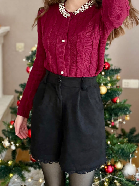 Gilet avec perles - bordeaux