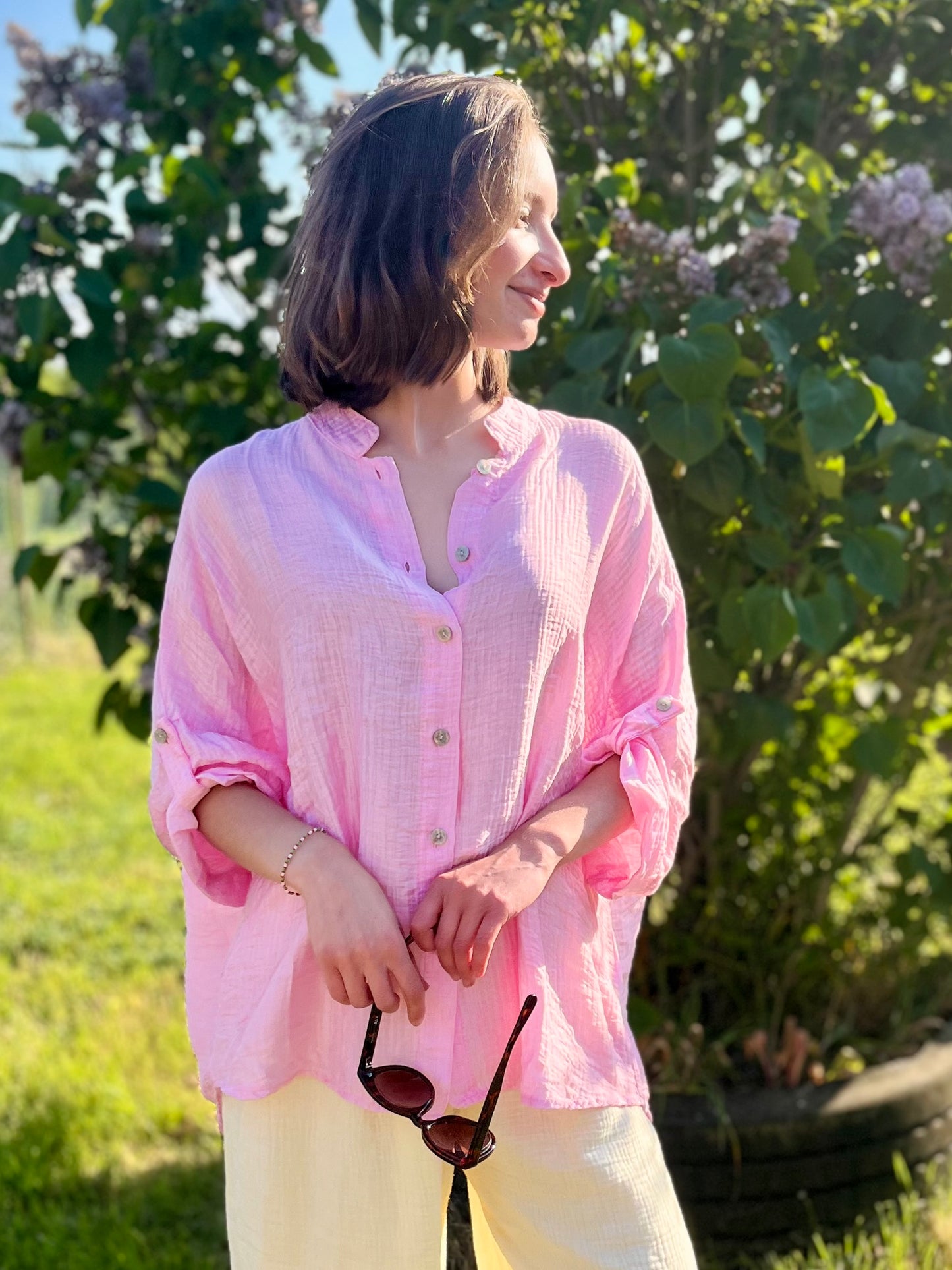 Chemise texturé - rose