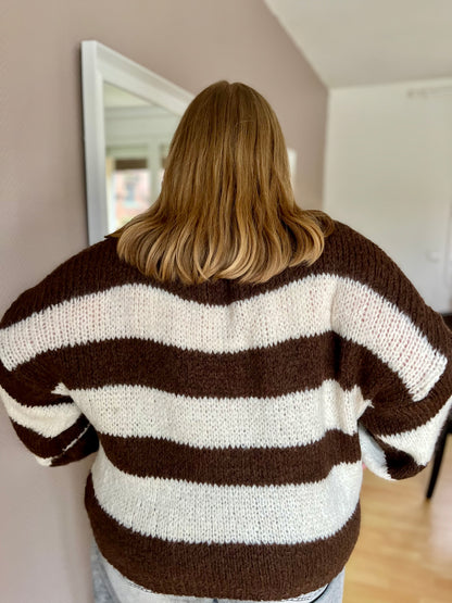 Pull à rayures - marron