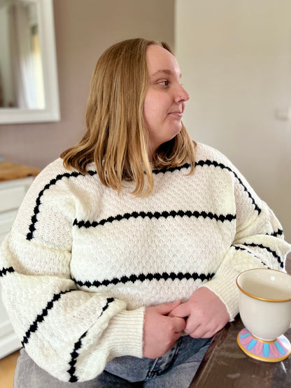 Pull col bateau - blanc et noir