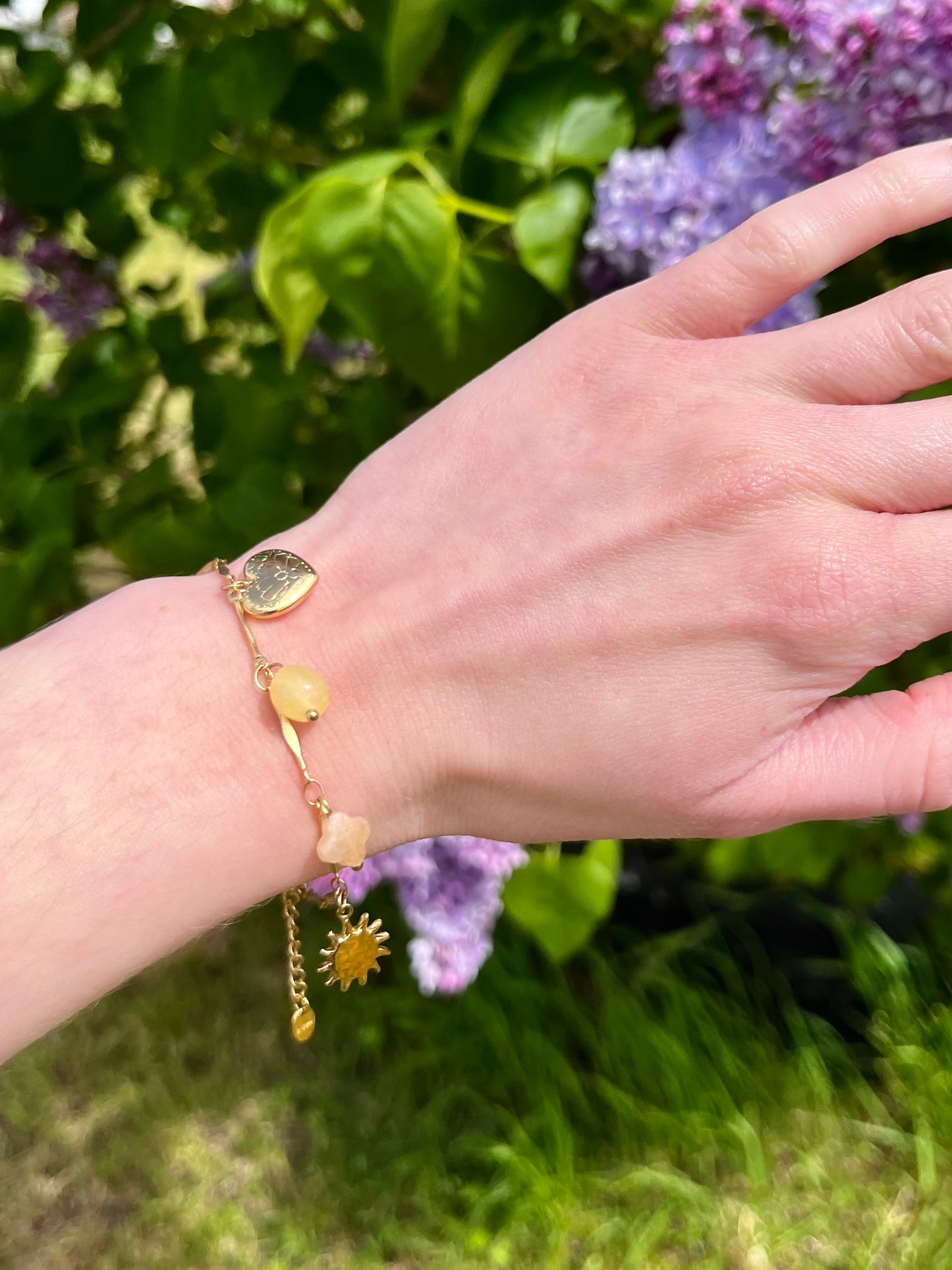 Bracelet fin pierres naturelles - orange et jaune