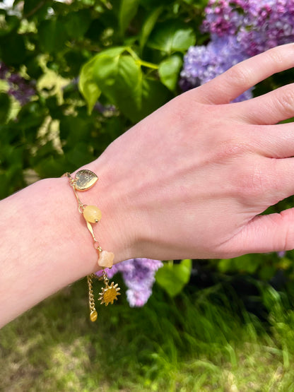 Bracelet fin pierres naturelles - orange et jaune