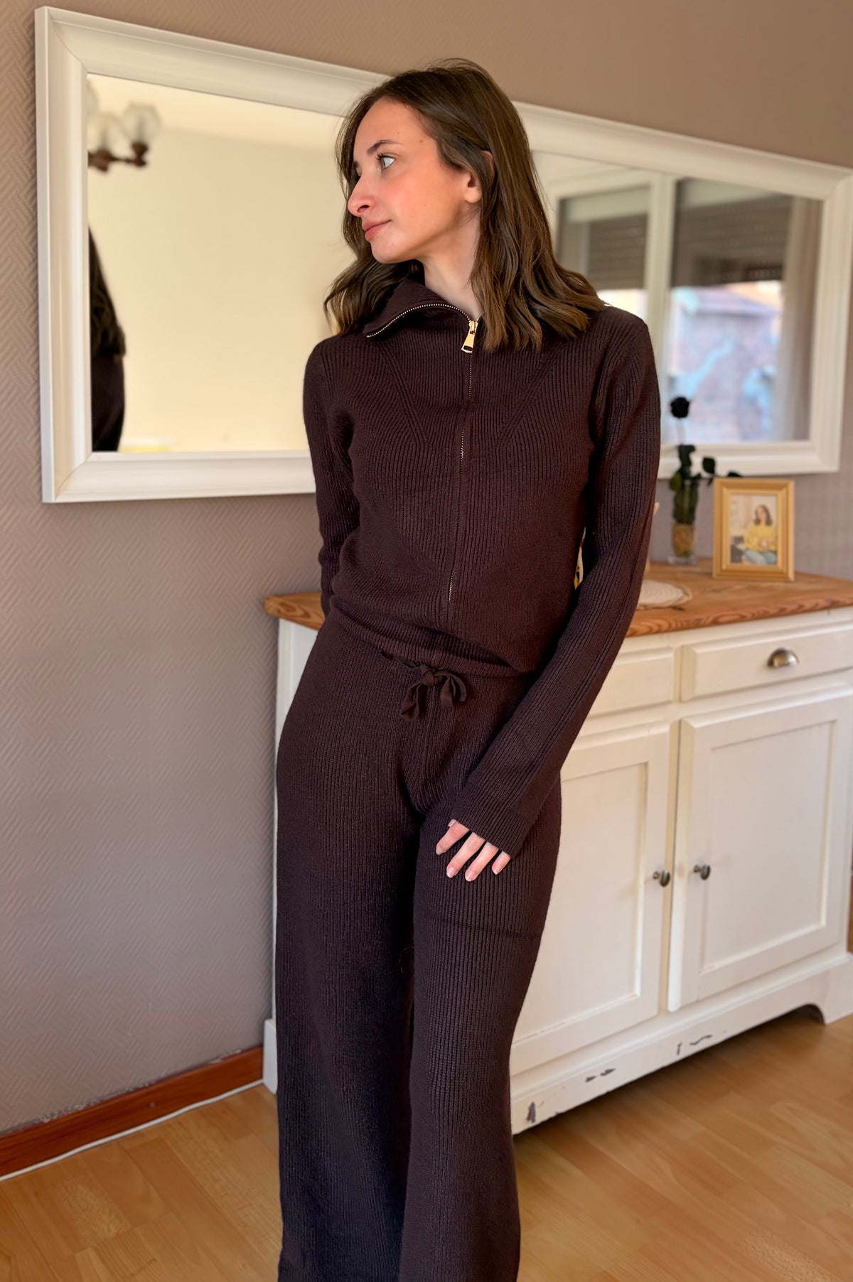 Ensemble en maille - marron
