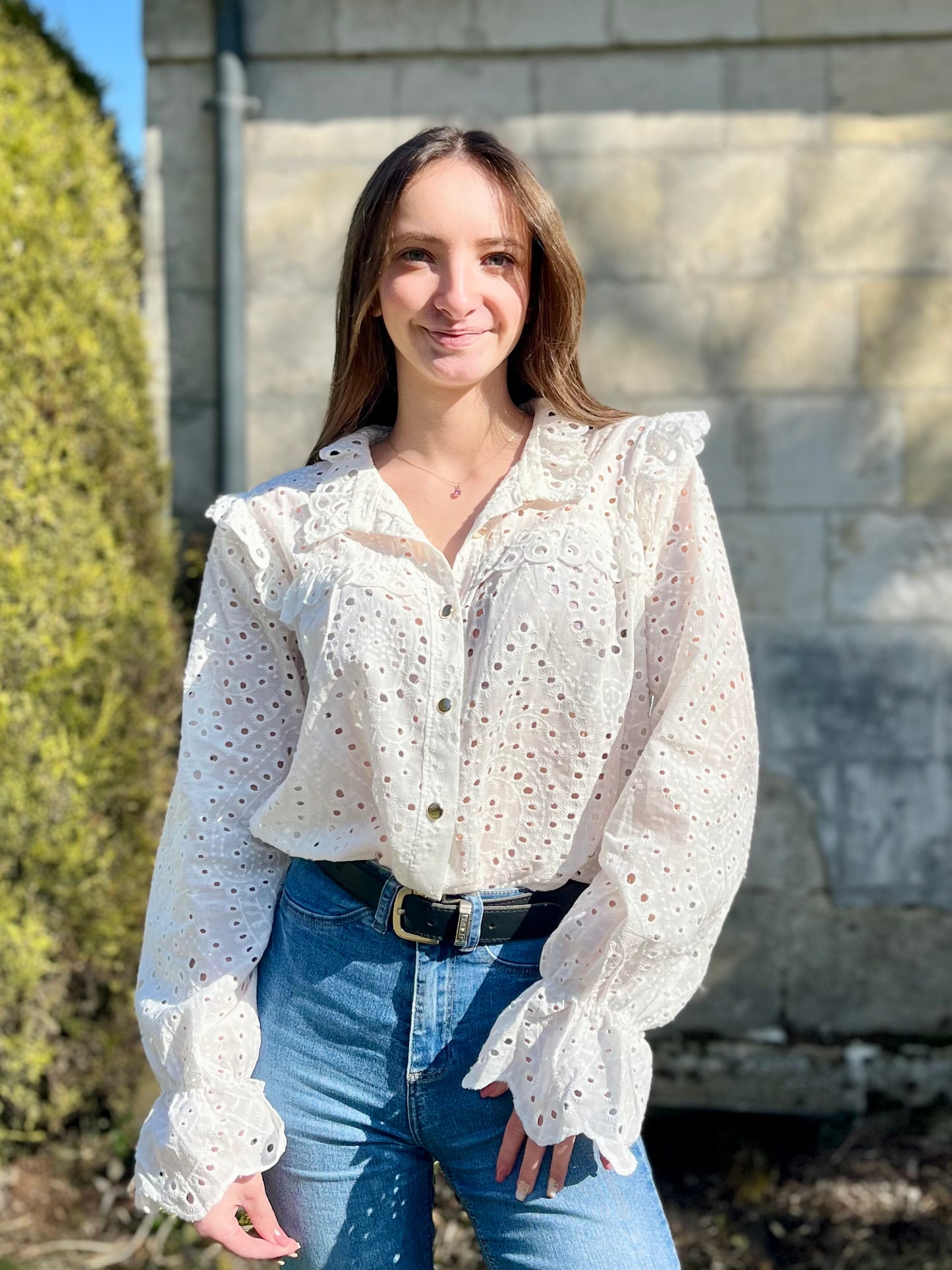 Blouse en broderie - blanc