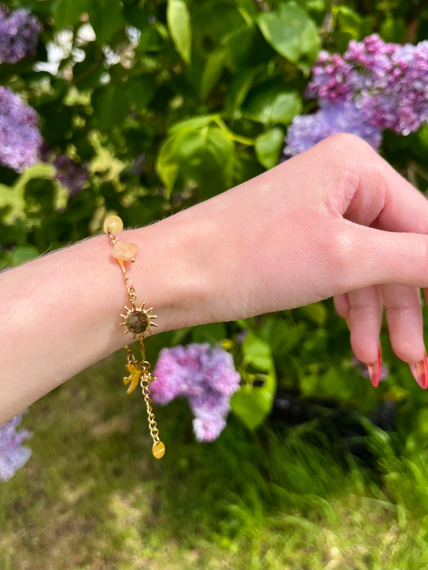 Bracelet fin pierres naturelles - orange et jaune