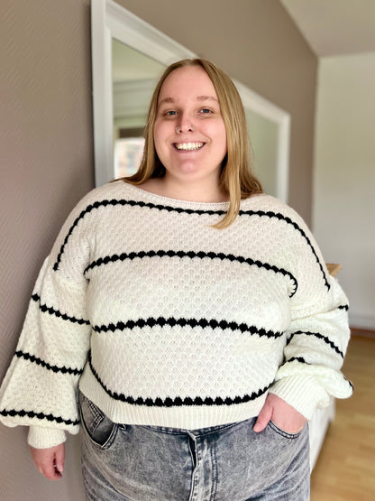 Pull col bateau - blanc et noir