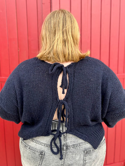 Cardigan à noeud - bleu marine