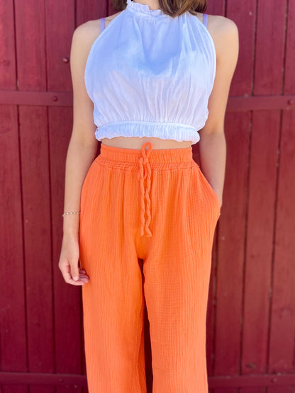 Pantalon gaze de coton - orange
