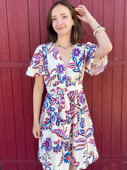 Robe courte à motifs