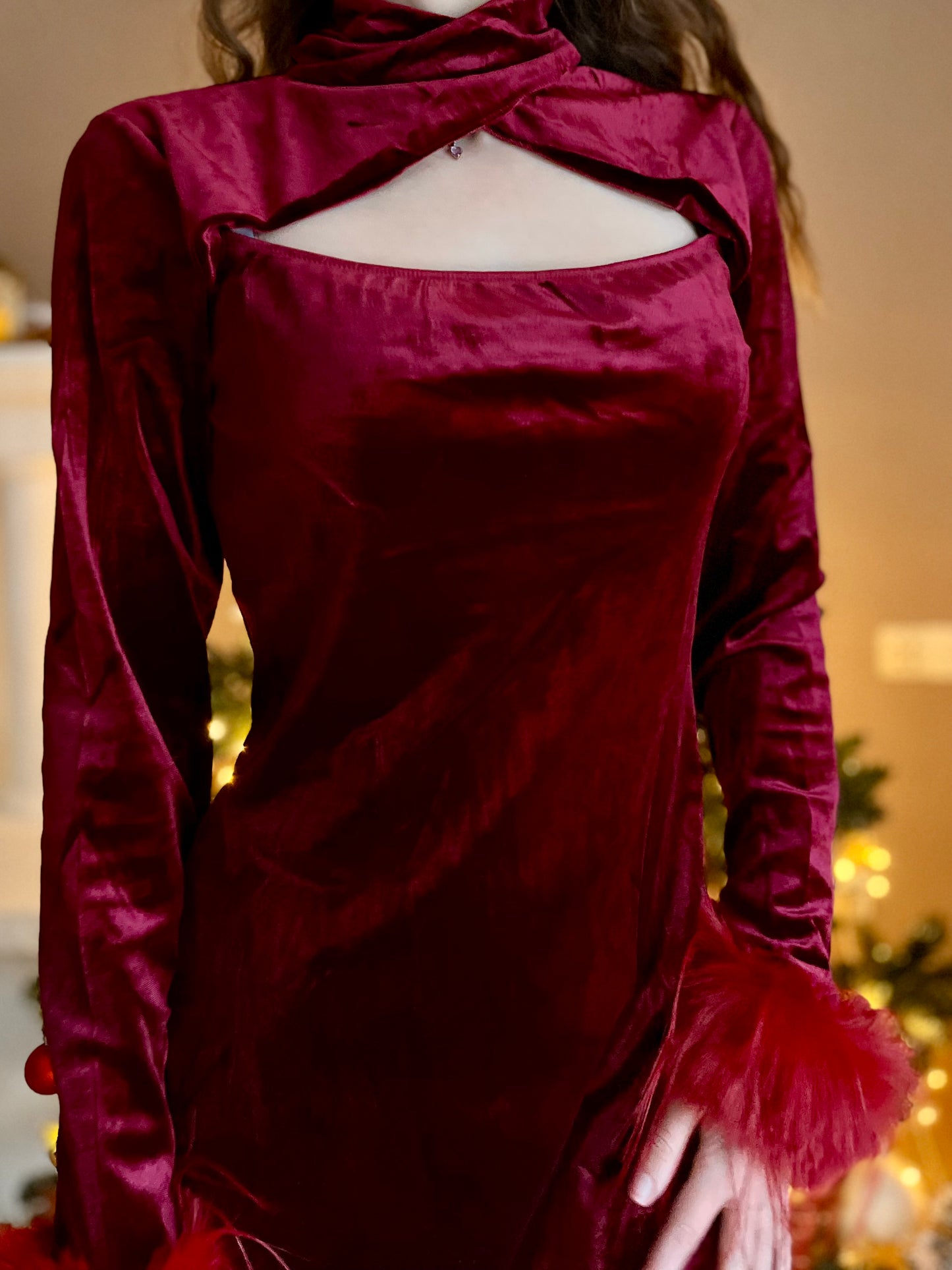 Robe en velours petite taille - bordeaux