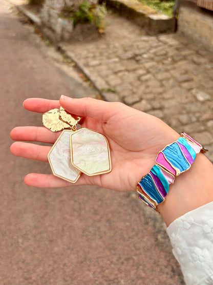 Boucles d’oreilles à clips - beige nacré