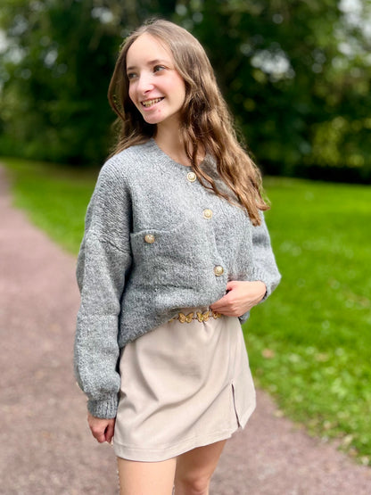 Gilet bouton doré - gris