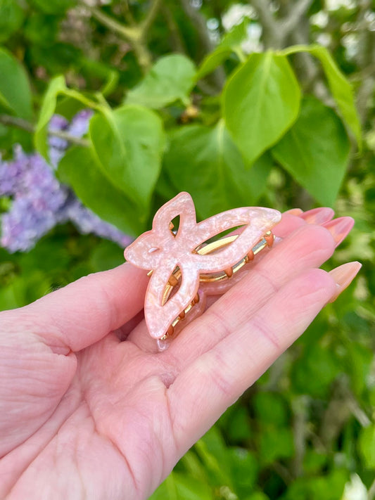 Petite pince papillon - rose poudrée