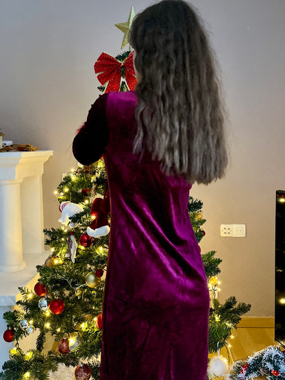 Robe en velours petite taille - bordeaux