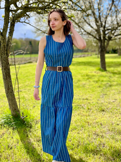 Robe sans manches avec ceinture - bleu marine