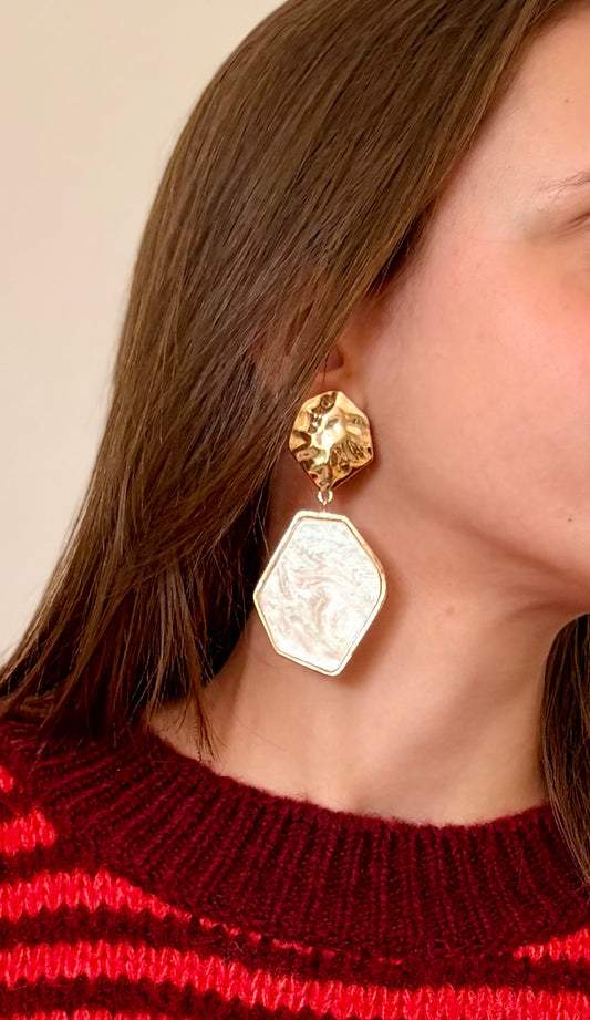Boucles d’oreilles à clips - beige nacré