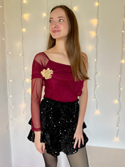 Body avec broche - bordeaux