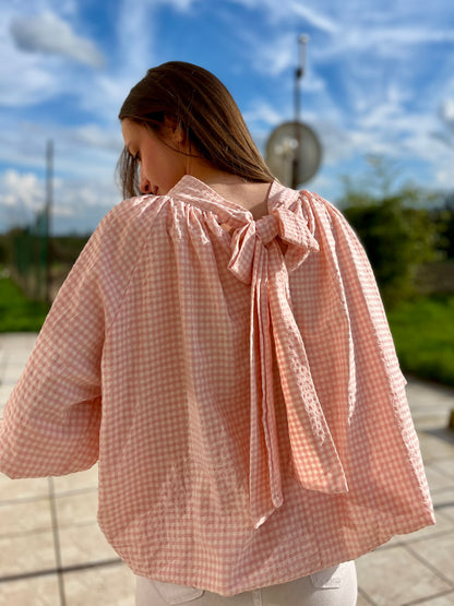 Blouse vichy - rose et blanc