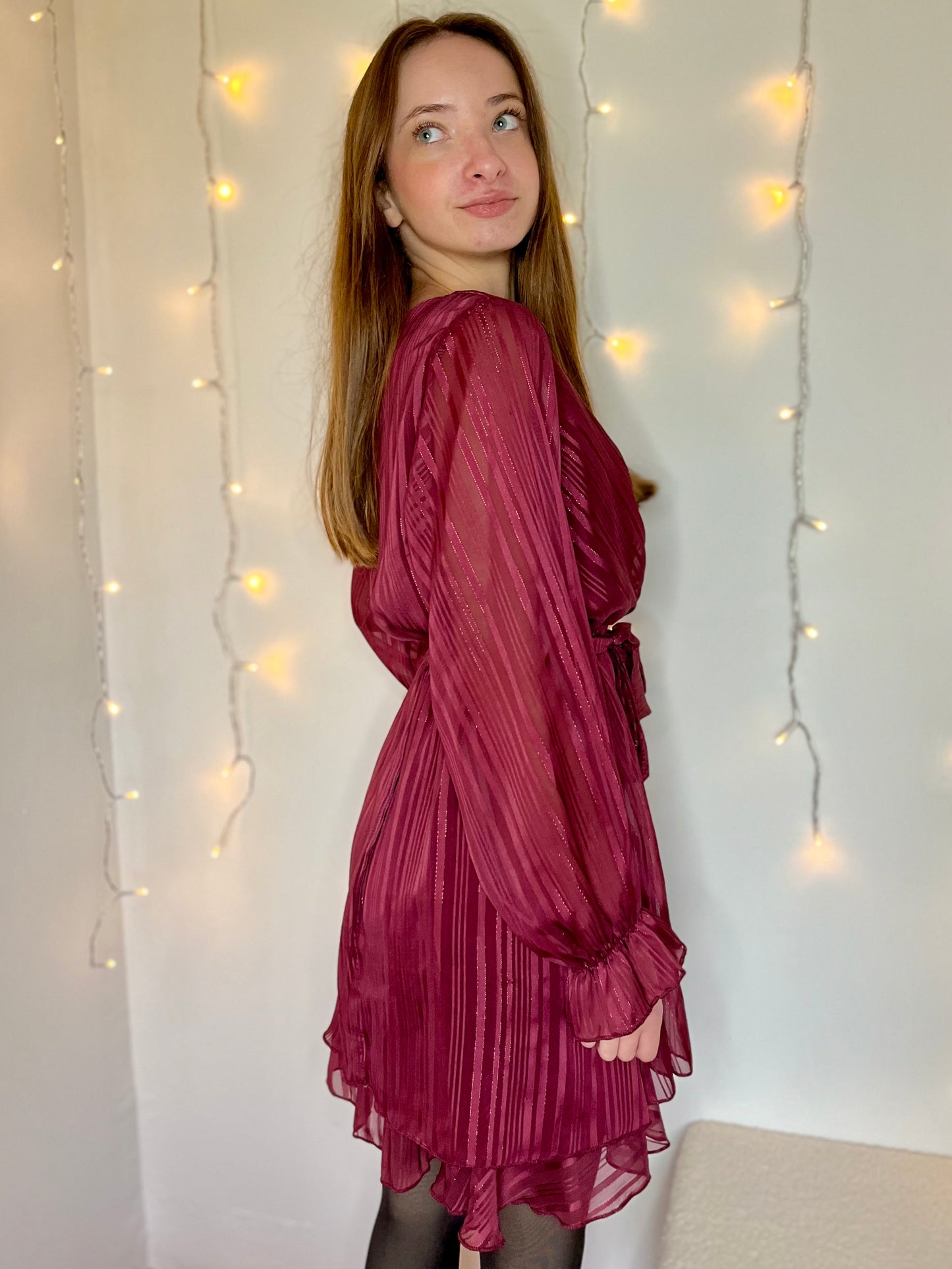 Robe à liseré pailletée - bordeaux