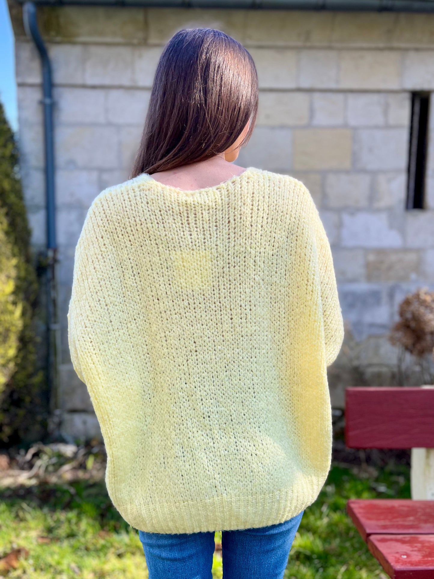 Gilet en laine avec noeud - jaune