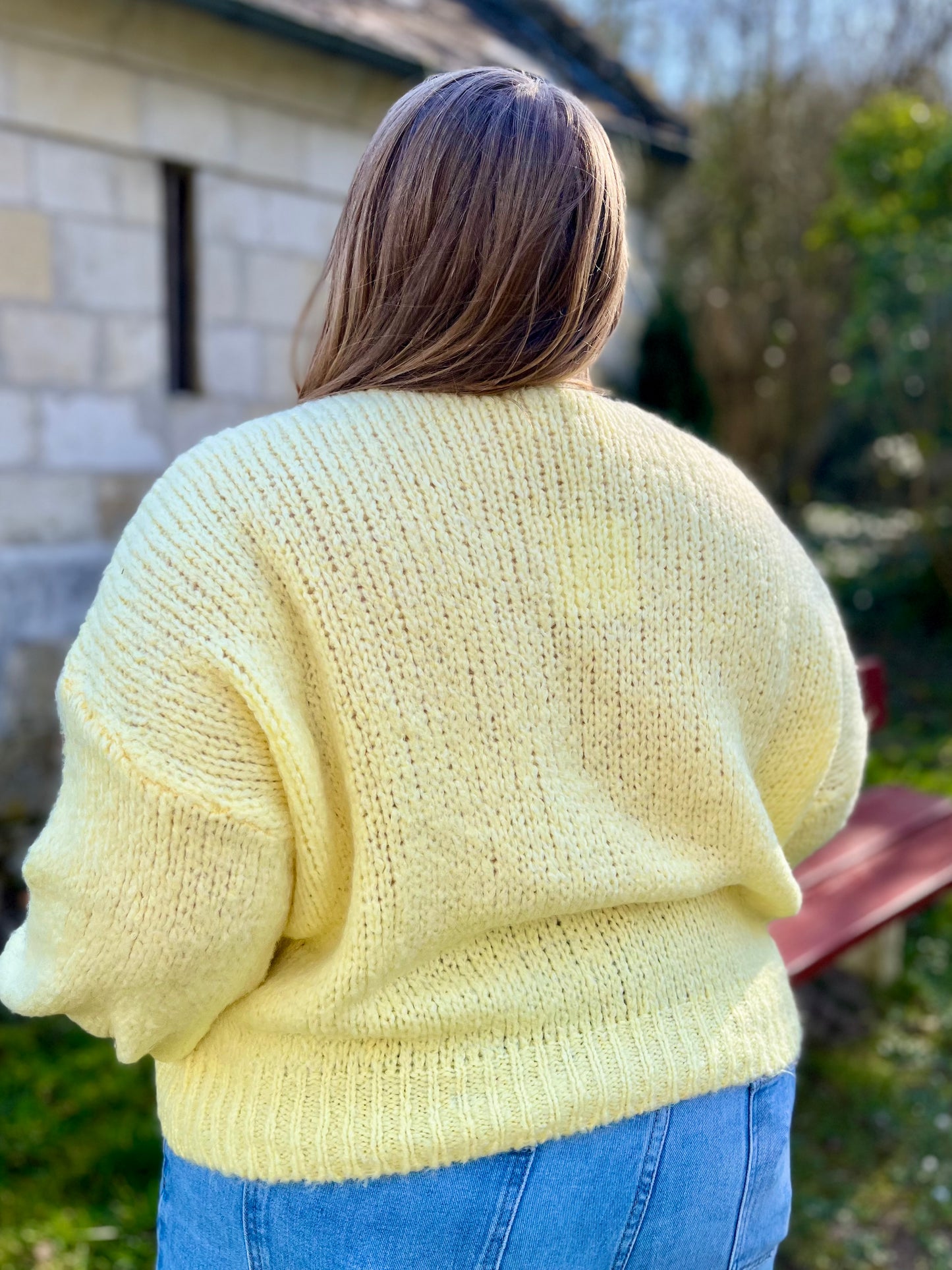 Gilet en laine avec noeud - jaune